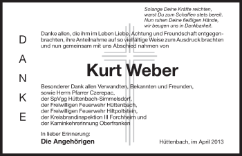 Traueranzeige von Kurt Weber von Pegnitz-Zeitung